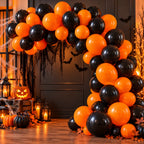 Pack 50 Globos Lisos Naranja & Negro Decoración - Louicid