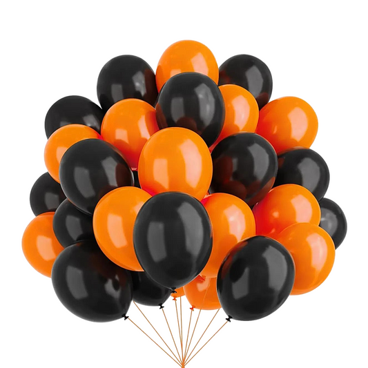 Pack 50 Globos Lisos Naranja & Negro - Louicid