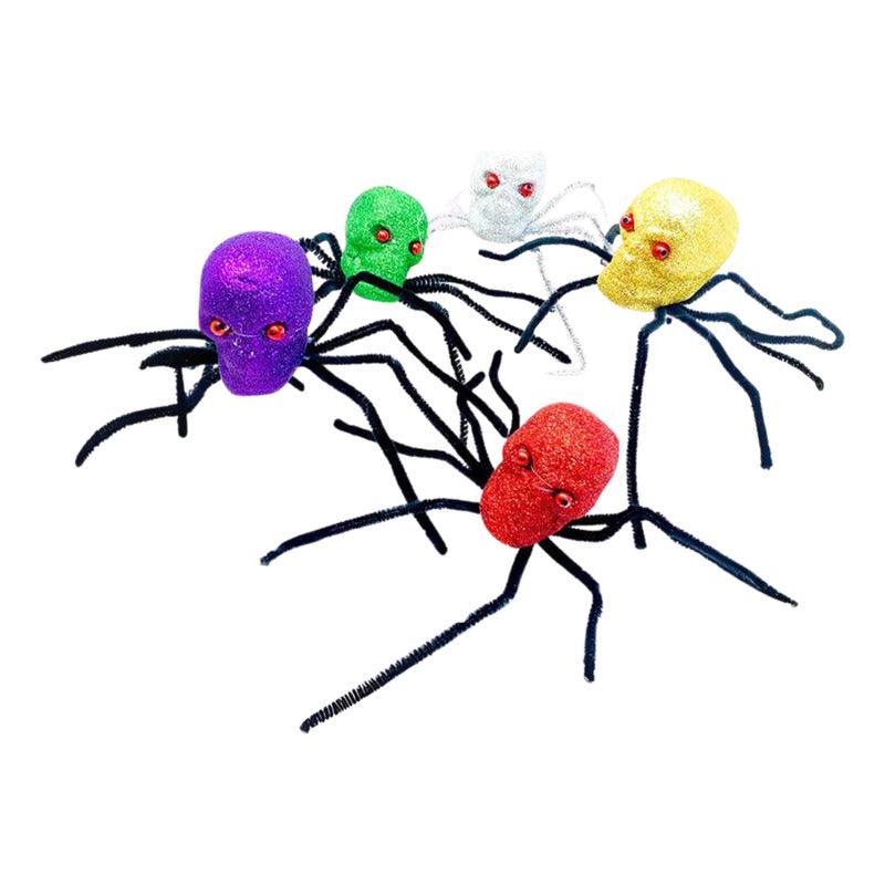 Pack 6 Arañas Calaveras 14cm Decoración Para Halloween - Louicid