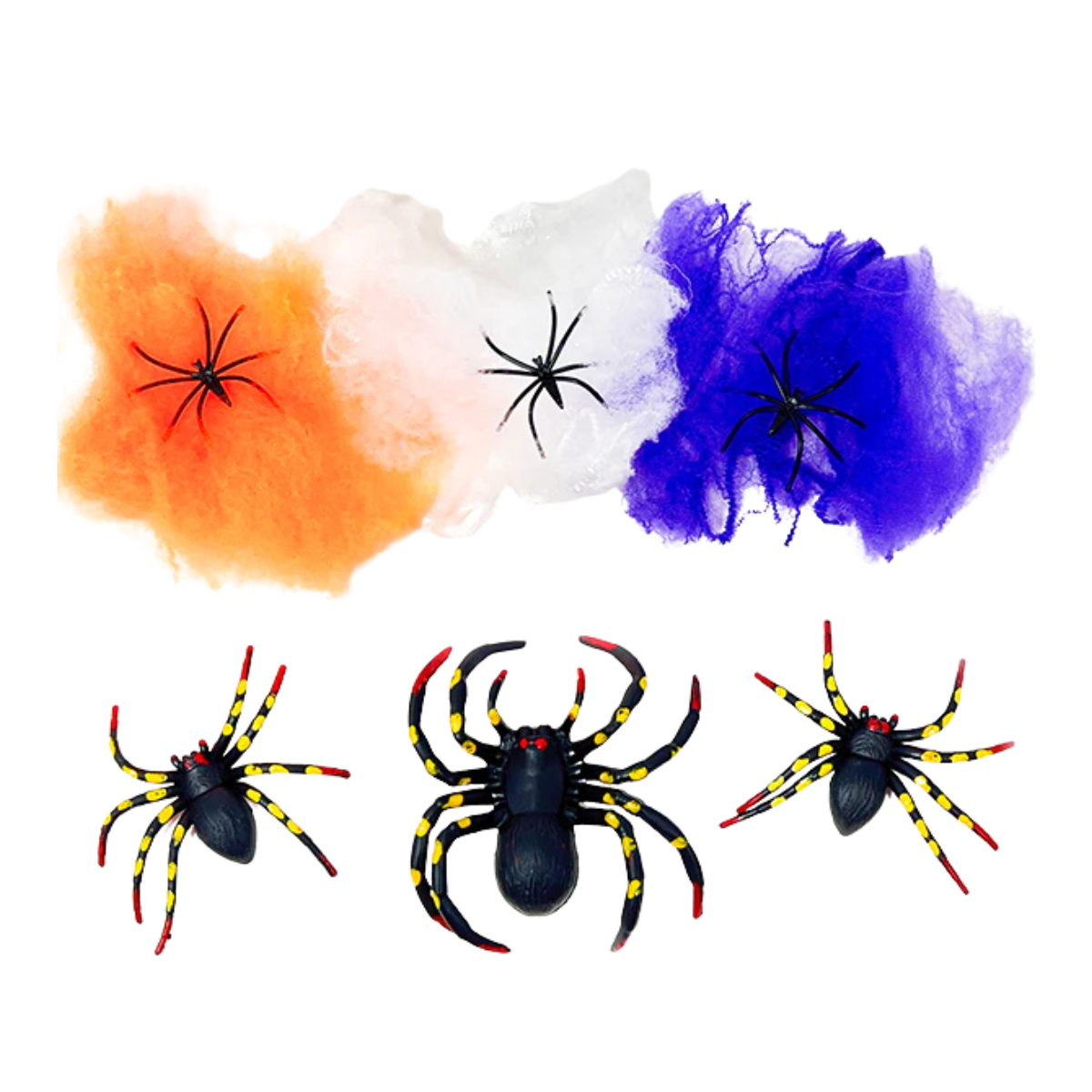 Pack 6 Arañas Con Telarañas Tricolor - Louicid