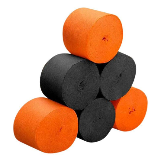 Pack 6pcs Festón Decorativo Negro & Naranjo 10mts Halloween - Louicid