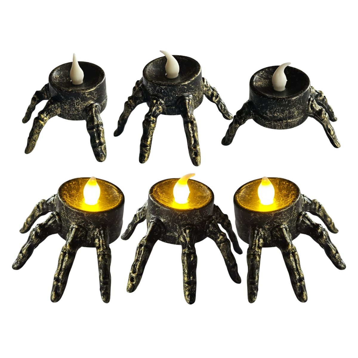 Pack 6 Velas Led Dedos Calavera Cobre - Louicid