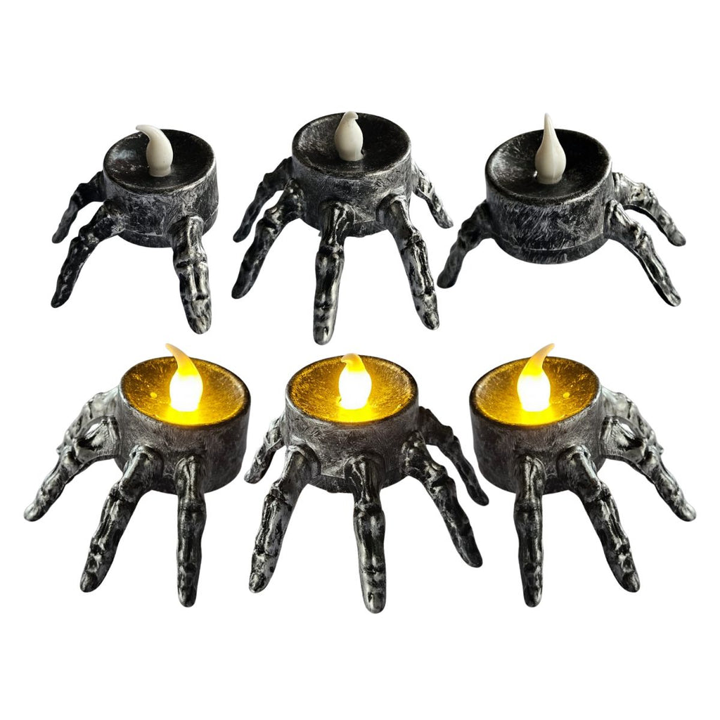 Pack 6 Velas Led Dedos Calavera Gris - Louicid