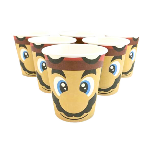 Pack 6 Vasos Super Mario Bros 270ml Decoración para Cumpleaños - Louicid