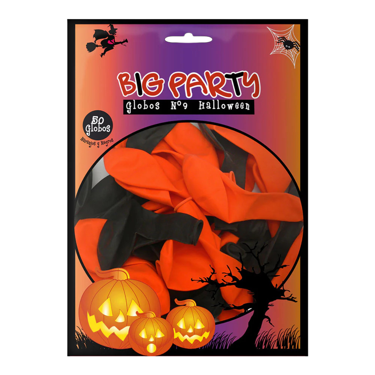 Paquete 50 Globos Lisos Naranja & Negro - Louicid