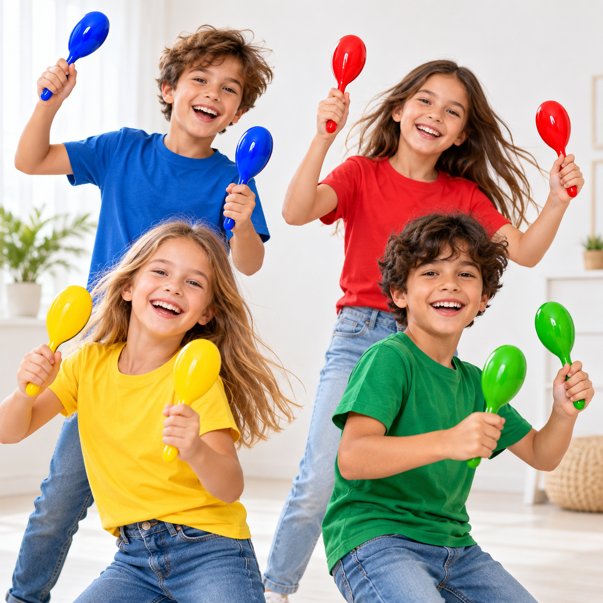 Par de Maracas Ovaladas de Colores 18 cm Niños - Louicid