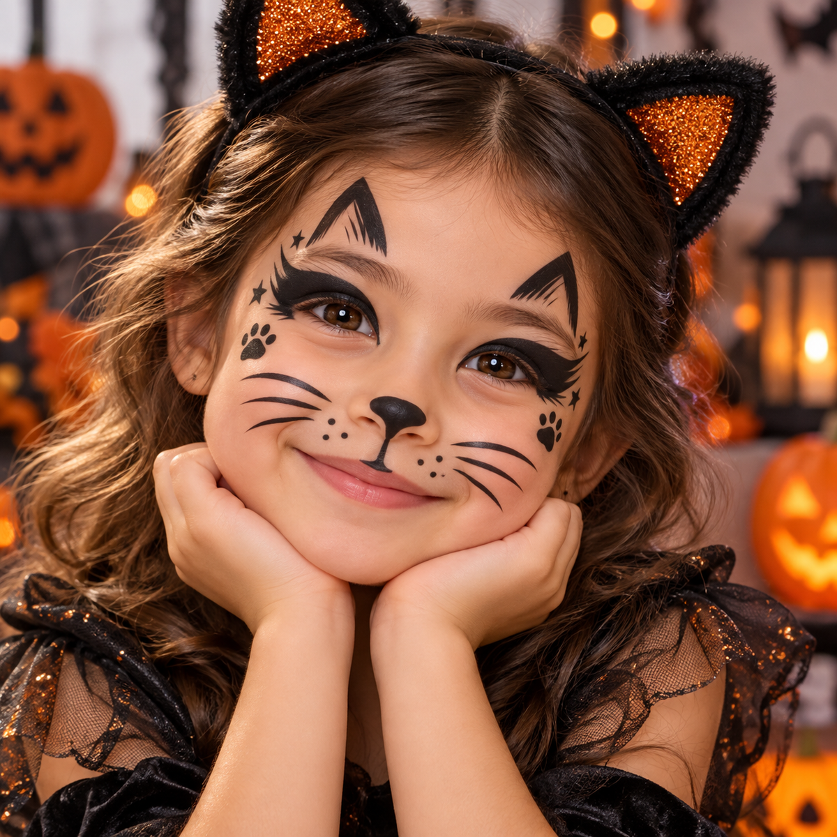 Pinta Caras Maquillaje Fiesta Halloween Gatita Negro - Louicid