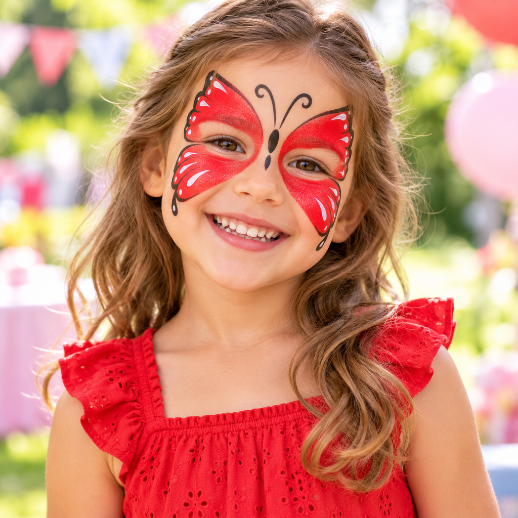 Pinta Caras Maquillaje Fiesta Halloween Mariposa Roja - Louicid