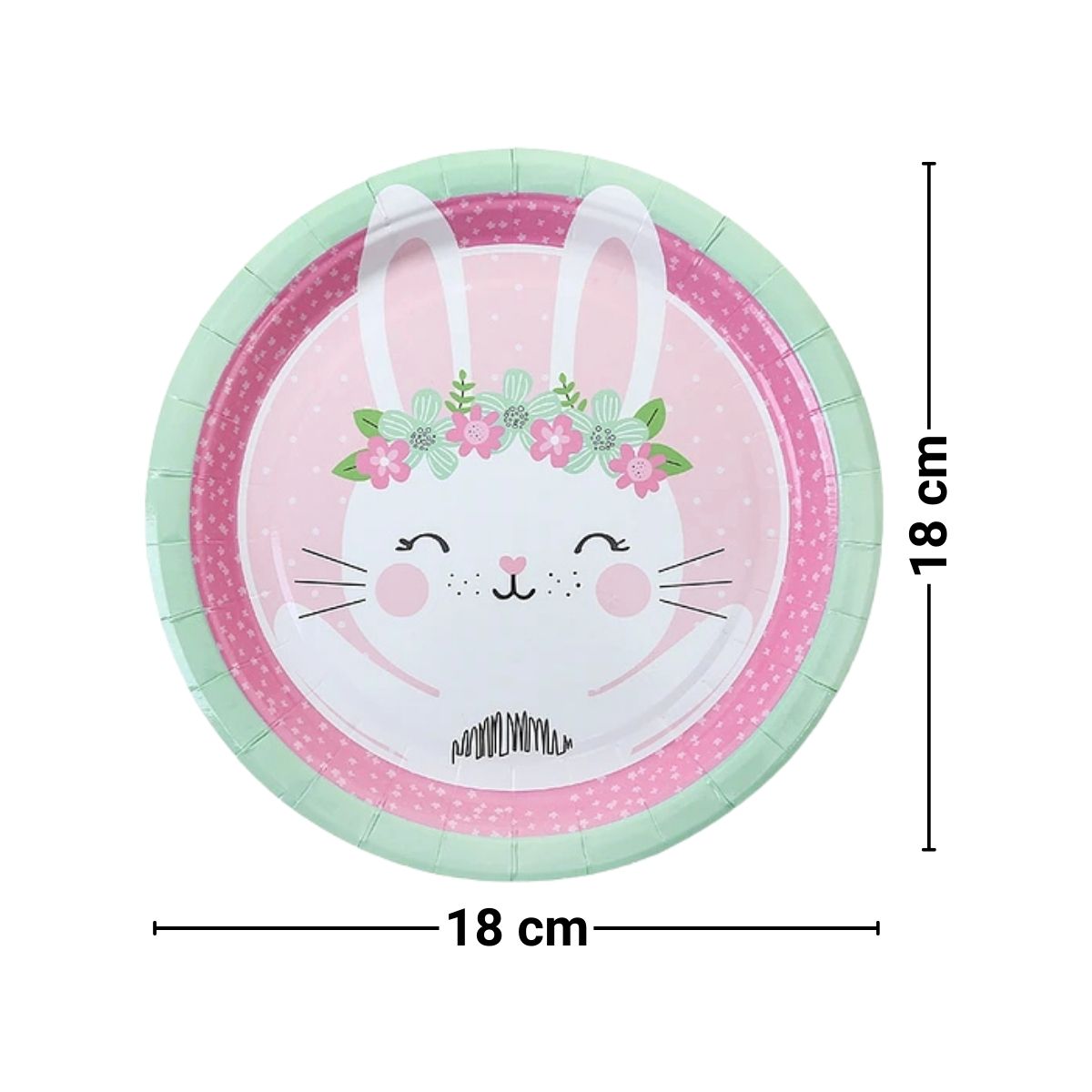 Platos Cartón Conejita Feliz Para Pascua 6pzas Medidas - Louicid