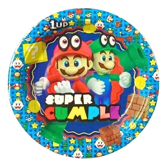 Platos Super Mario Bros 6uds Decoración para Cumpleaños - Louicid