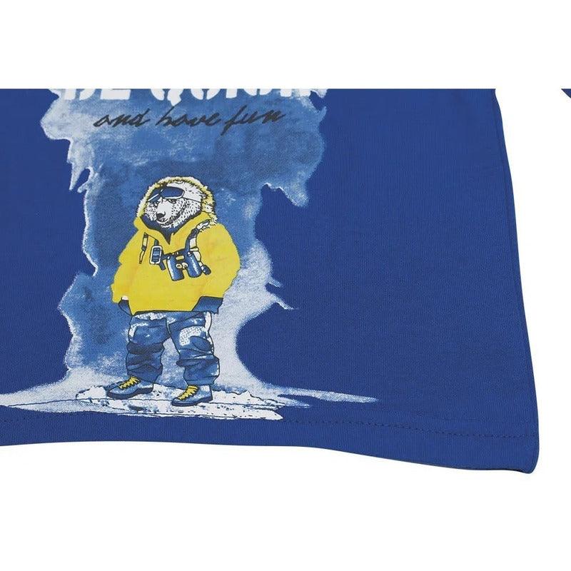 Polera De Bebé Niño Manga Larga Oso Polar Azul - Louicid