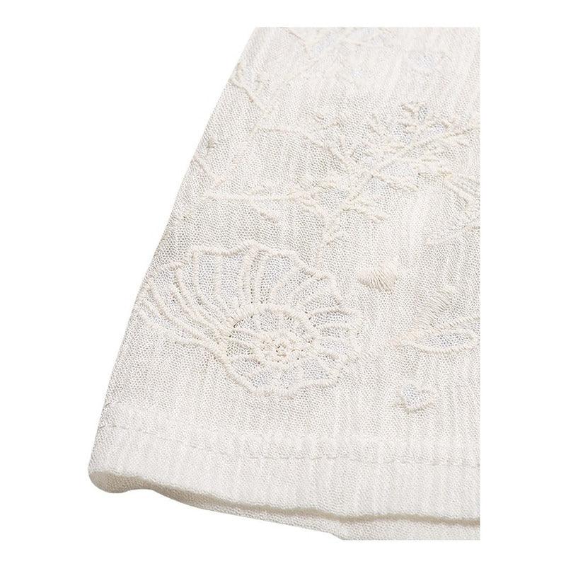 Polera De Niña Sin Manga Con Cinta De Encaje Blanco Frontal Detalle - Louicid
