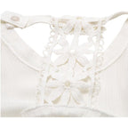 Polera De Niña Sin Manga Con Cinta De Encaje Blanco Reverso Costura - Louicid