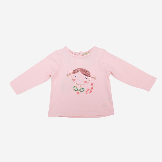 Polera De Bebé Niña Manga Larga Rosado - Louicid