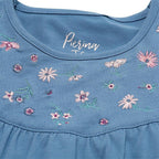 Polera De Niña Bordado Flores Manga Corta - Louicid