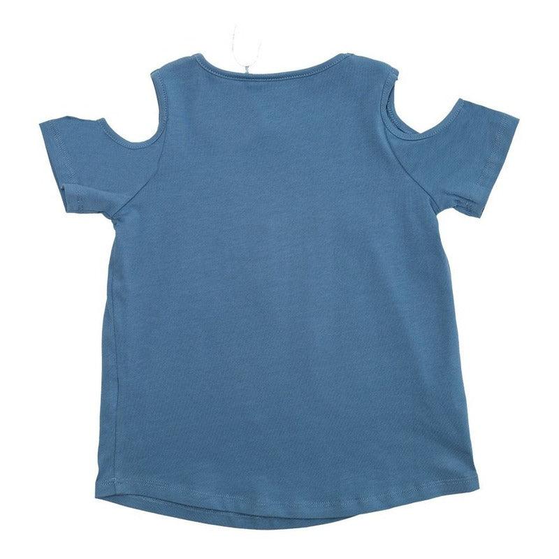 Polera De Niña Bordado Flores Manga Corta - Louicid
