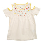 Polera De Niña Bordado Flores Manga Corta - Louicid