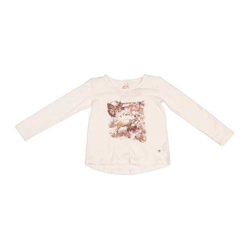 Polera Niña Manga Larga Beige Glitter  Frontal - Louicid