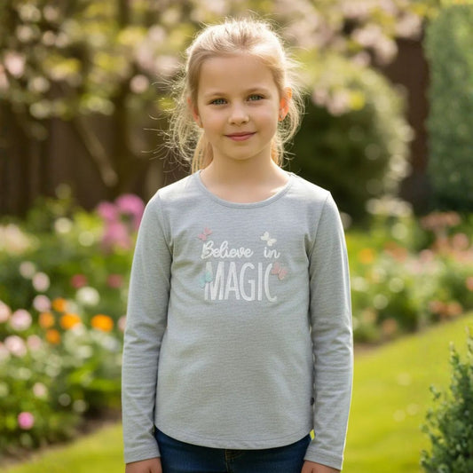 Polera Niña Manga Larga Gris - Louicid