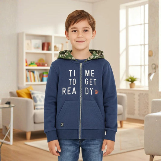 Polerón Niño Cierre Camuflado Azul En Casa - Louicid