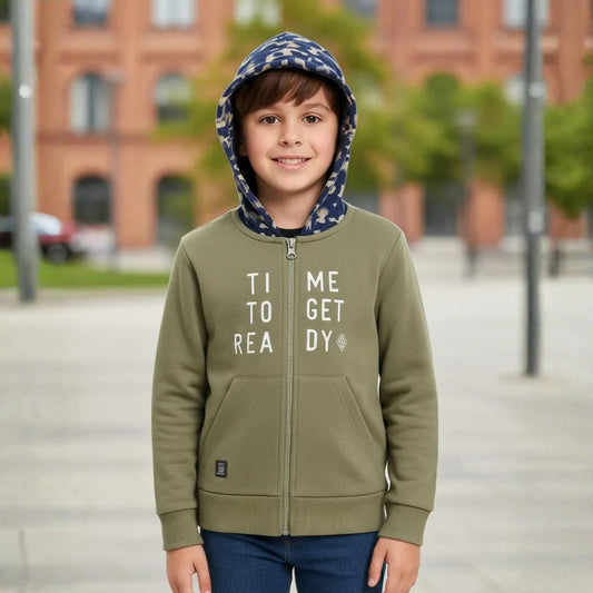 Polerón Niño Cierre Camuflado Verde Urban - Louicid