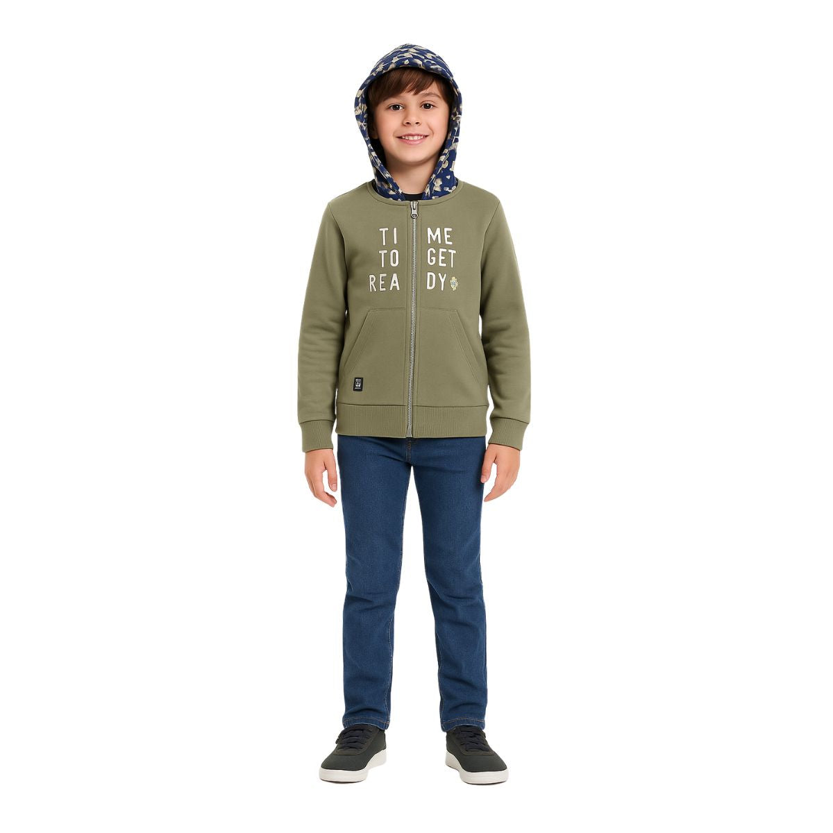 Polerón Niño Cierre Camuflado Verde - Louicid