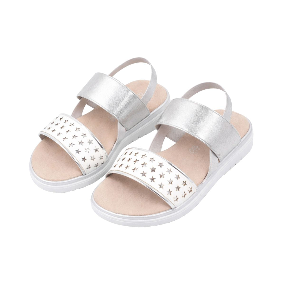 Sandalia Niña Blanca Con Estrellas Frontal - Louicid