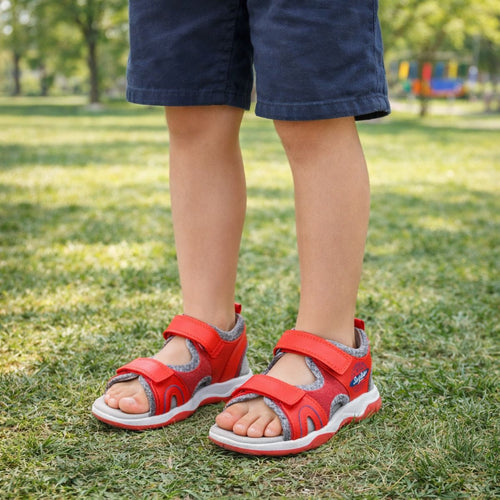 Sandalia Niño Doble Velcro Roja Parque - Louicid