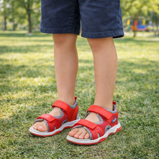 Sandalia Niño Doble Velcro Roja Parque - Louicid