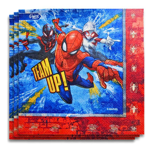 Set 12 Servilletas Spiderman 33x33cm Para Cumpleaños - Louicid