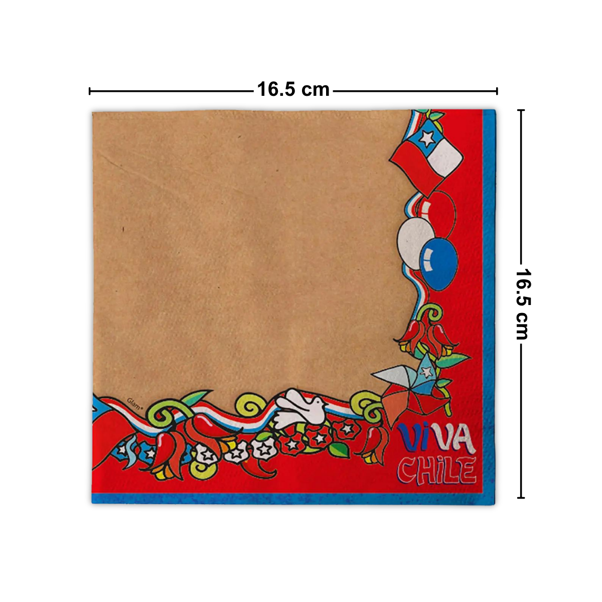 Servilletas Viva Chile 20pcs Fiestas Patrias Medidas - Louicid
