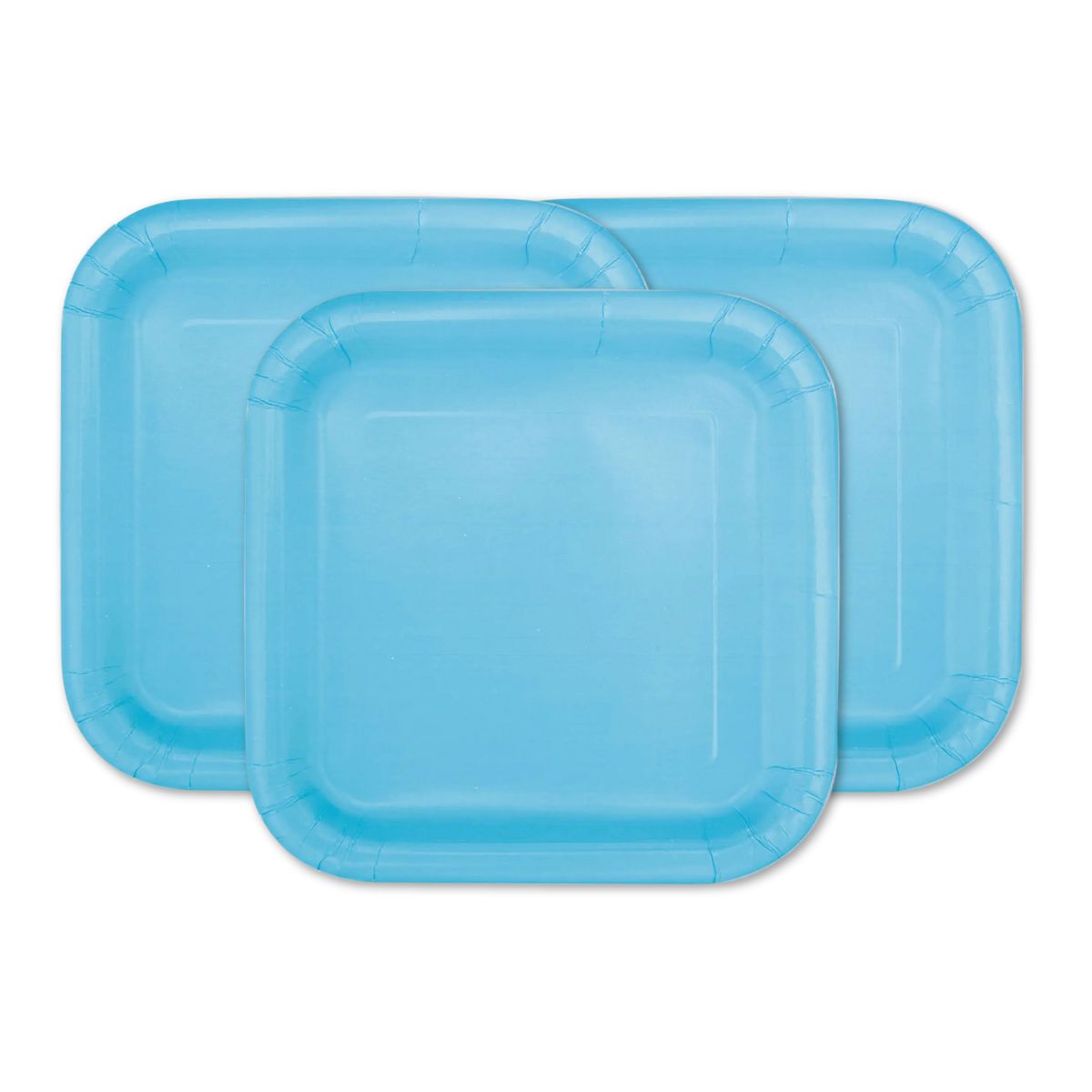 Set 10 Platos Cuadrados De Cartón 18cm Desechable Celeste - Louicid