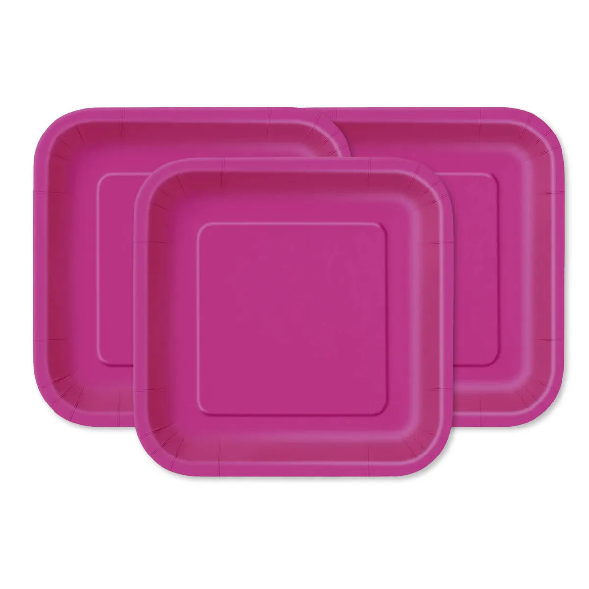 Set 10 Platos Cuadrados De Cartón 18cm Desechable Fucsia - Louicid