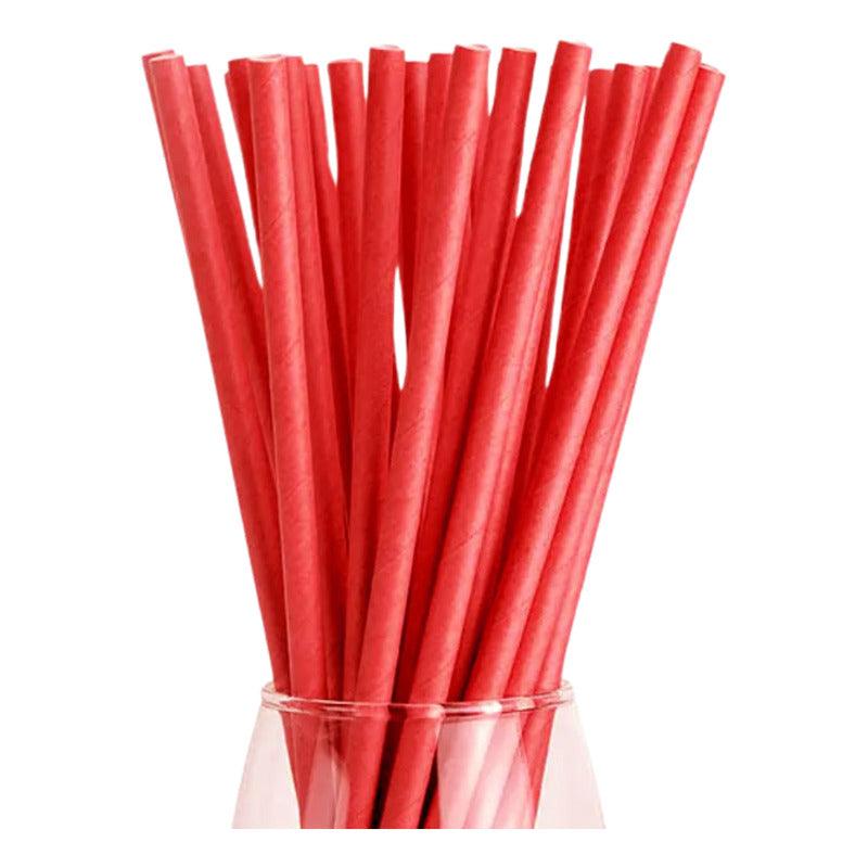 Set De 24 Bombillas De Papel Ecológico Rojo - Louicid