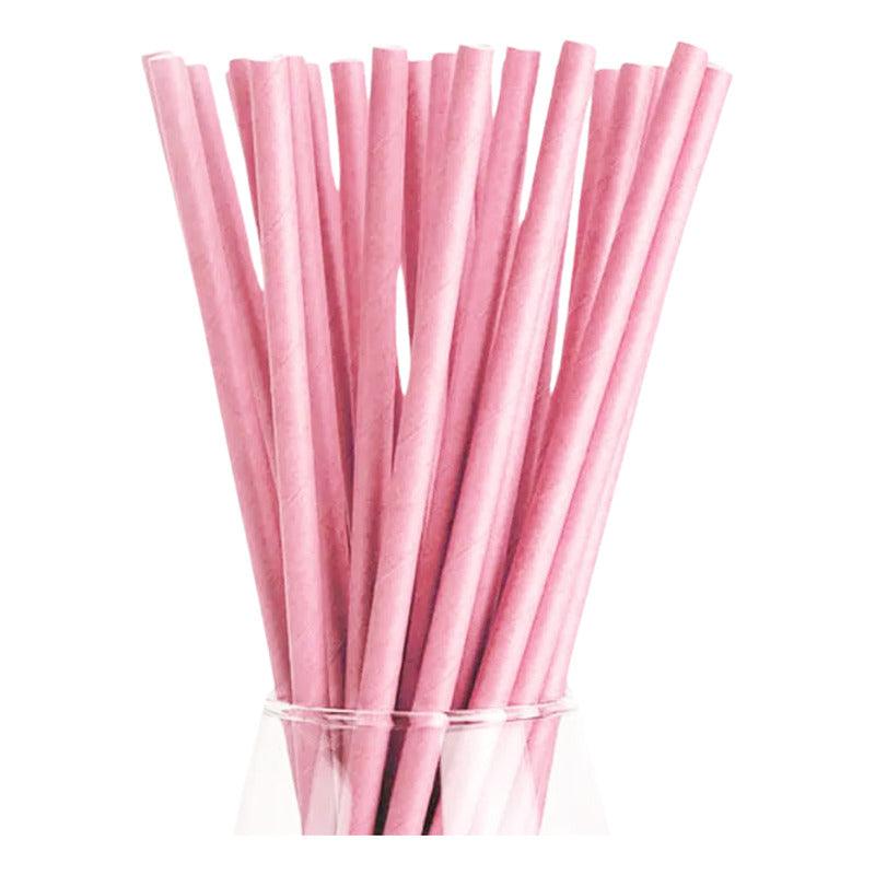 Set De 24 Bombillas De Papel Ecológico Rosado - Louicid