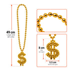 Set 3 Collares Signo Dólar Para Fiesta Medidas - Louicid