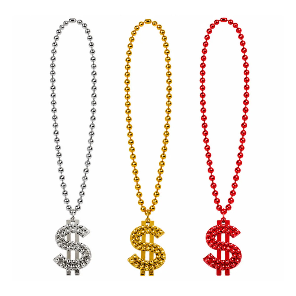 Set 3 Collares Signo Dólar Para Fiesta Tricolor - Louicid