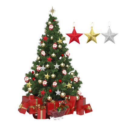 Set 3 Estrellas Tricolor Adorno Navidad en abolito navideño - Louicid