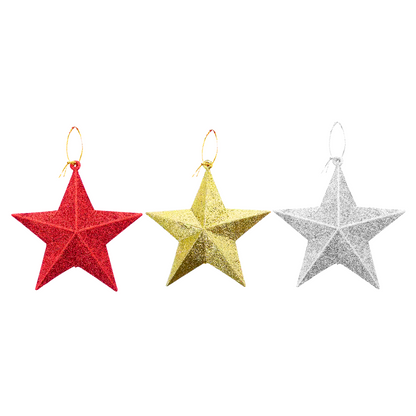 Set 3 Estrellas Tricolor Adorno Navidad - Louicid