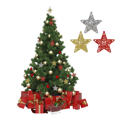 Set 3 Estrellas Tricolor Adorno Navideño Arbol - Louicid