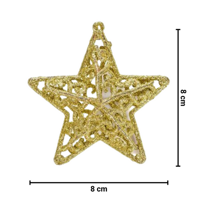 Set 3 Estrellas Tricolor Adorno Navideño Dorado Medidas - Louicid