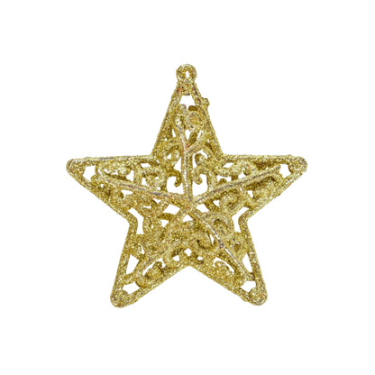 Set 3 Estrellas Tricolor Adorno Navideño Dorado - Louicid