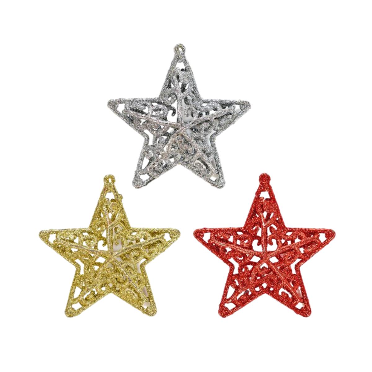 Set 3 Estrellas Tricolor Adorno Navideño - Louicid