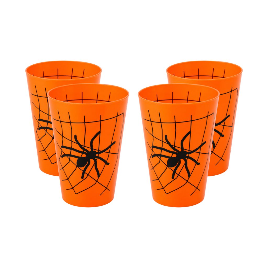 Set 4 Vasos Plásticos Halloween 500cc Naranja - Louicid