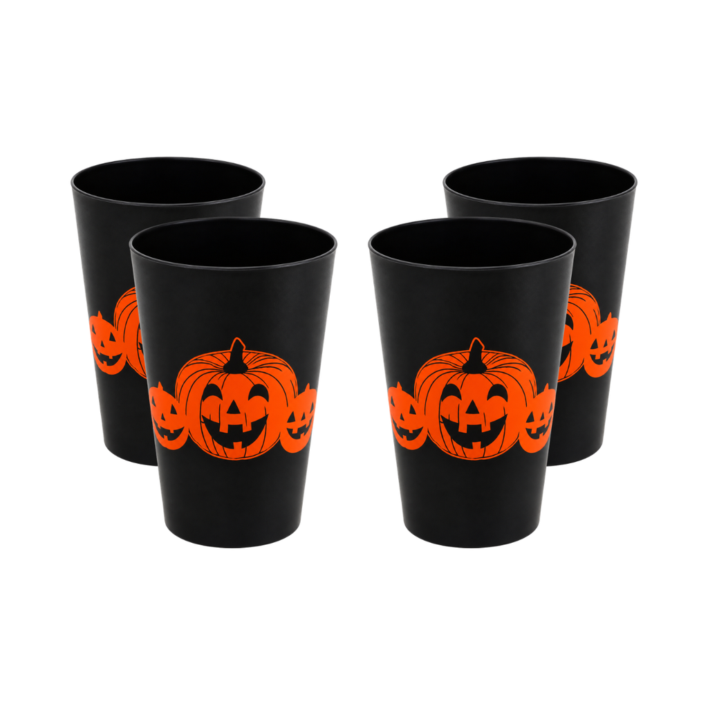 Set 4 Vasos Plásticos Halloween 500cc Negro - Louicid