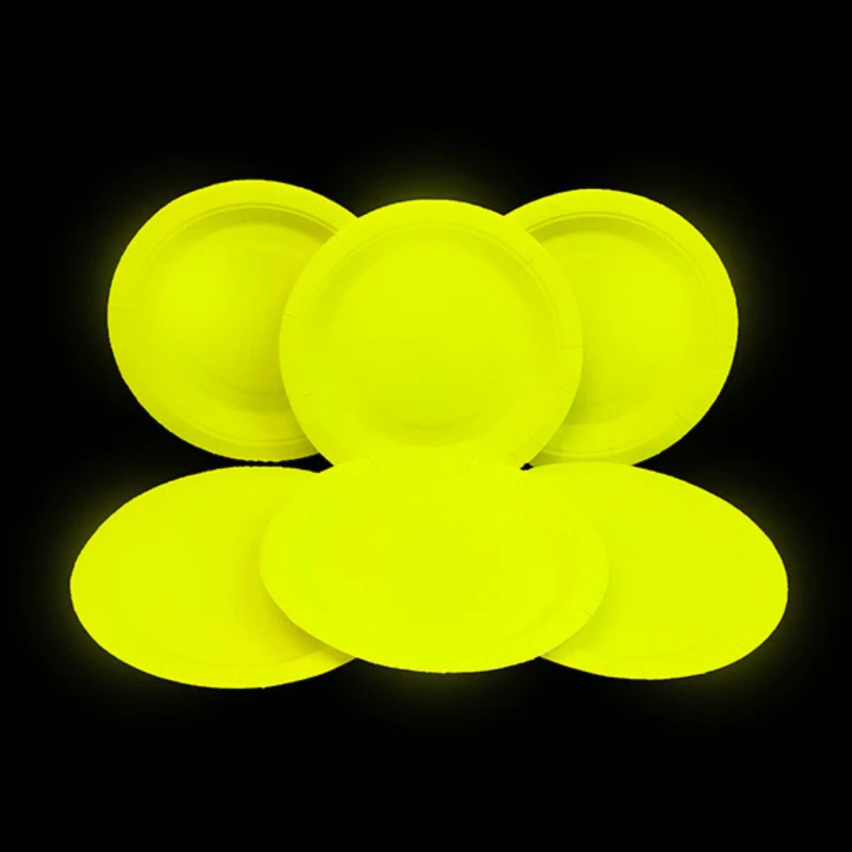 Set 6 Platos Cartón Fluor 18cm Colores  Amarillo - Louicid