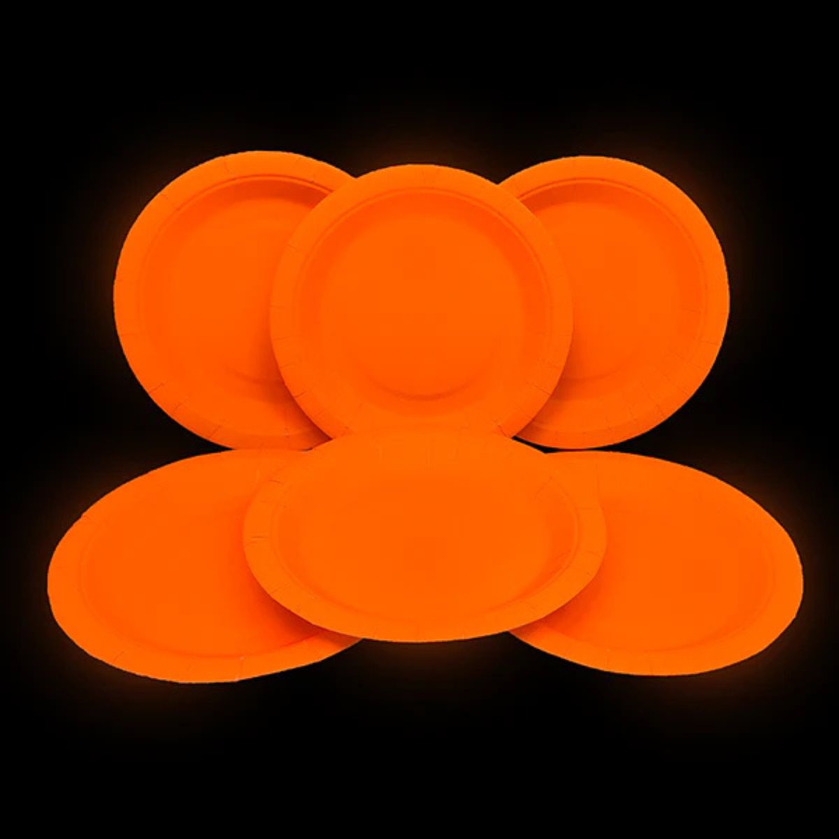 Set 6 Platos Cartón Fluor 18cm Colores  Naranja - Louicid