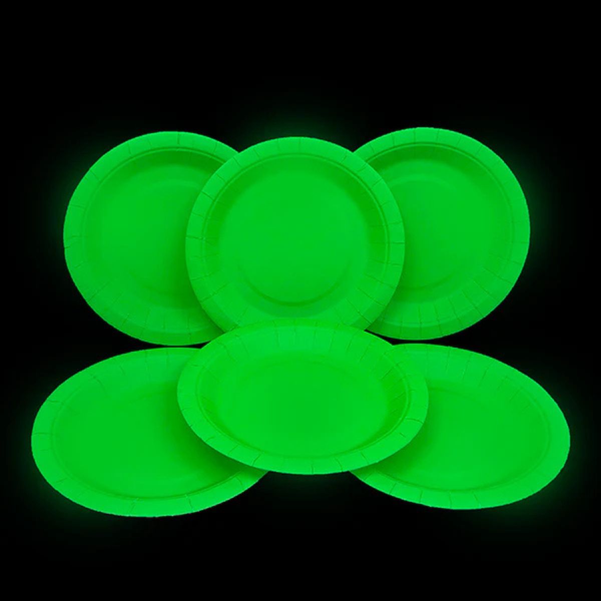 Set 6 Platos Cartón Fluor 18cm Colores  Verde Lima - Louicid