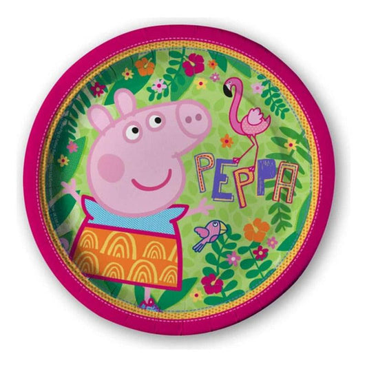 Plato de cartón temático de Peppa Pig de 18 cm, ideal para cumpleaños infantiles.