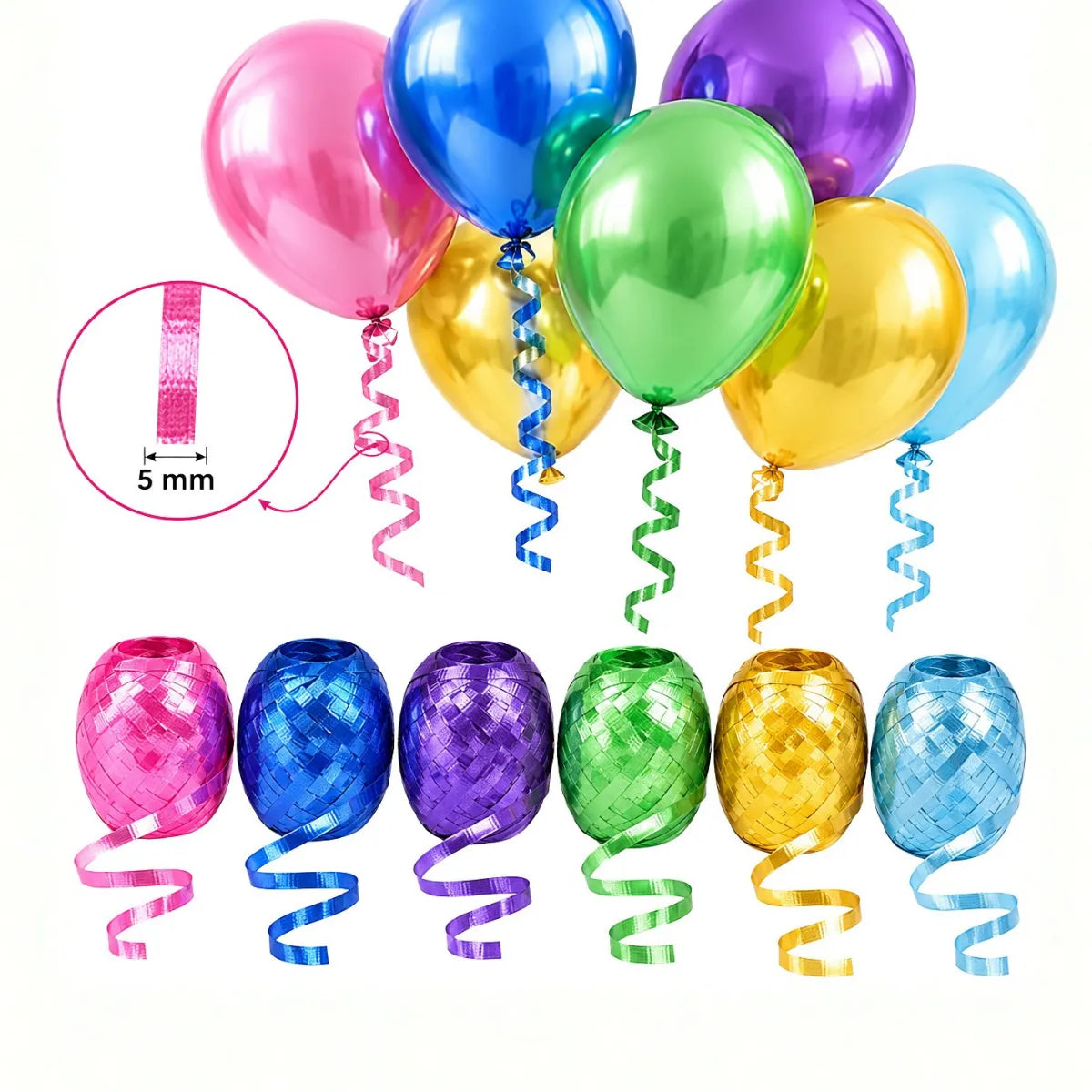 Set 6 Rollos de Cintas para Globos Medidas - Louicid